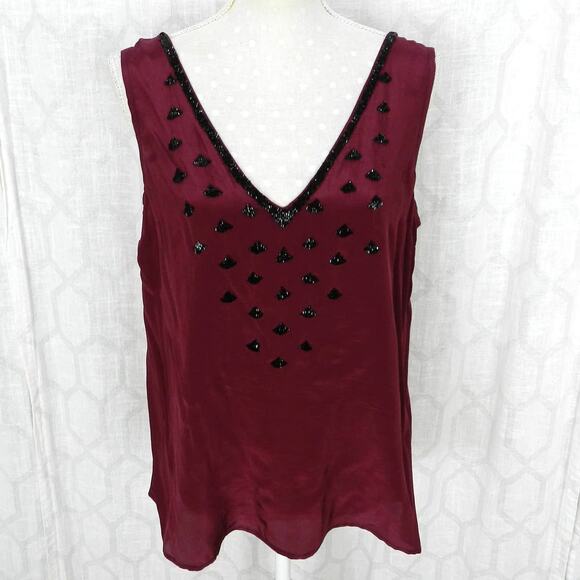 Plenty by Tracy Reese Embellished V-neck Tank Sz S - Picture 2 of 11